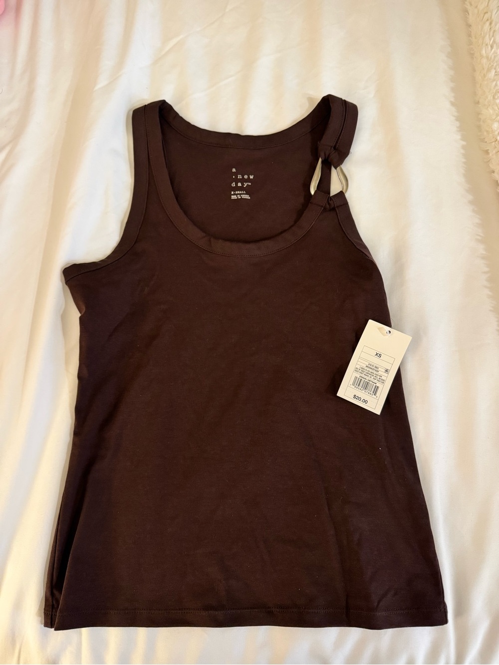 NWT A New Day Brown Tank Top with Silver Metal Detail XS